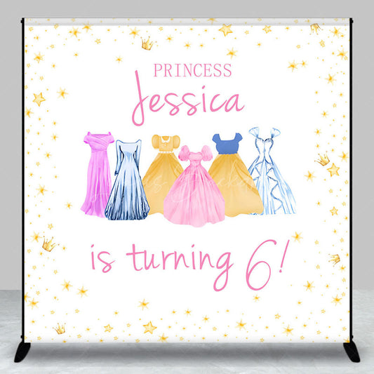 Lofaris Custom Name Princess Dress 6th Birthday Backdrop