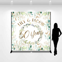 Lofaris Custom Name Spring Greenery Leaves 50 Years Backdrop