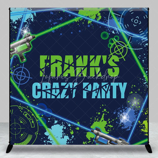 Lofaris Custom Neon Green and Blue Laser Tag Crazy Party Backdrop Personalized Birthday Celebration Decor