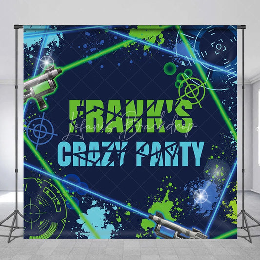 Lofaris Custom Neon Green and Blue Laser Tag Crazy Party Backdrop Personalized Birthday Celebration Decor
