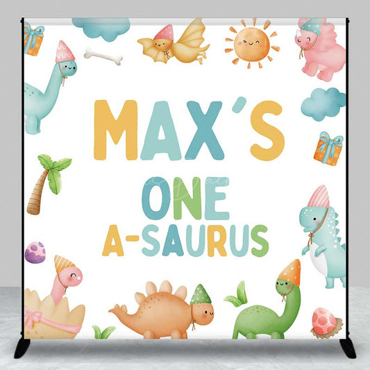 Lofaris Custom One A Saurus First Birthday Backdrop Cute Dinosaur and Volcano Party Personalized Boys Dino Mite Decor