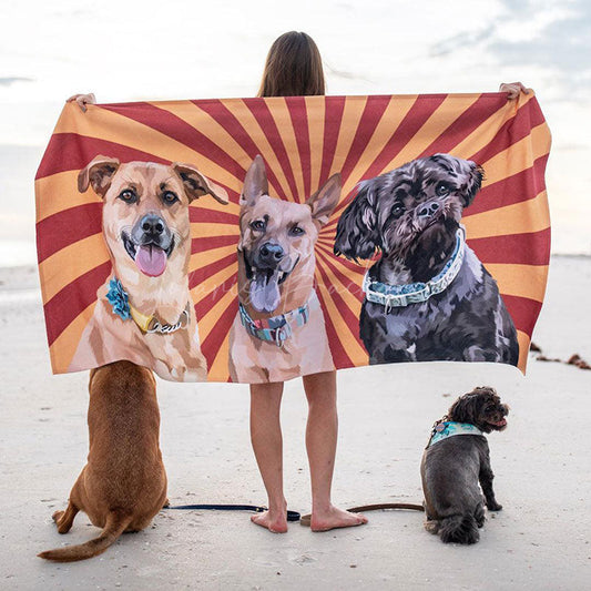Lofaris Custom Pet Photo Stripe Summer Beach Towel
