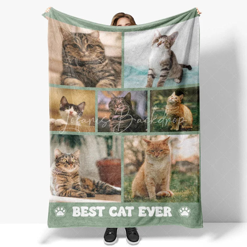 Lofaris Custom Photo Collage Pet Blanket for Cat Lovers ’Best Ever’ Memorial Gift Add Your Favorite Pictures