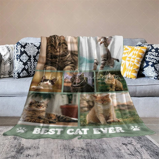 Lofaris Custom Photo Collage Pet Blanket for Cat Lovers ’Best Ever’ Memorial Gift Add Your Favorite Pictures