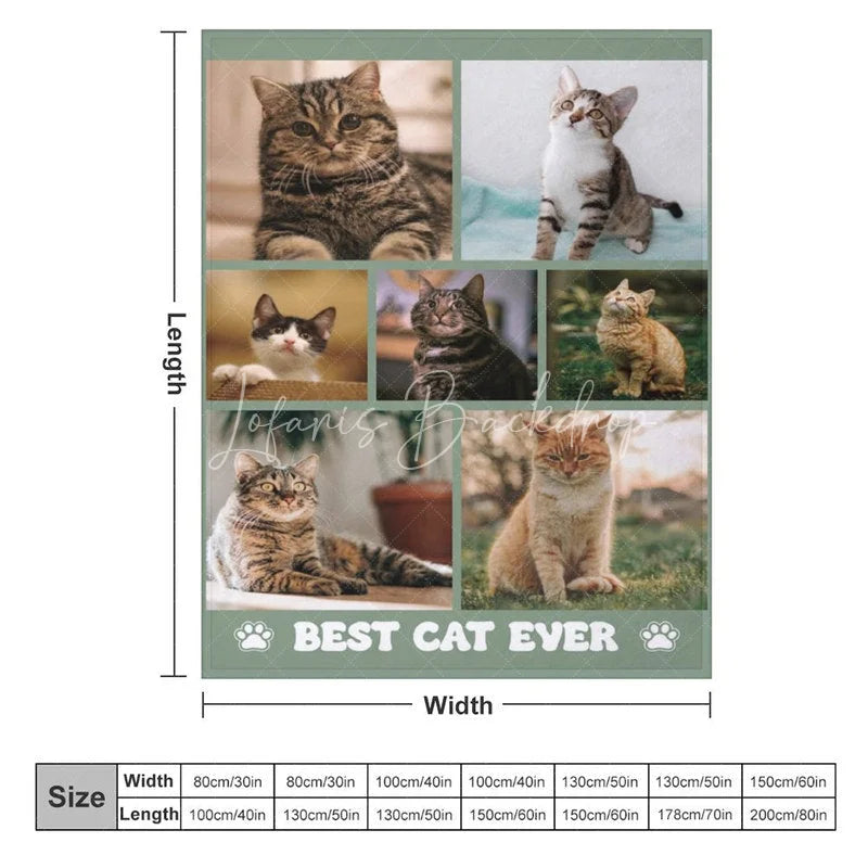 Lofaris Custom Photo Collage Pet Blanket for Cat Lovers ’Best Ever’ Memorial Gift Add Your Favorite Pictures