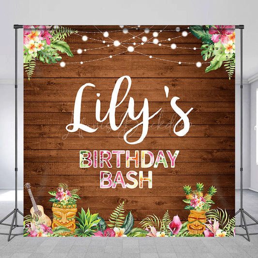 Lofaris Custom Photo Floral Hawaii Light Birthday Backdrop