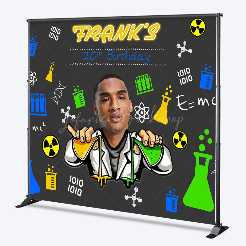 Lofaris Custom Photo Mad Scientist 20th Birthday Backdrop Personalized Chemistry Lab Theme Add Your Face Party Banner