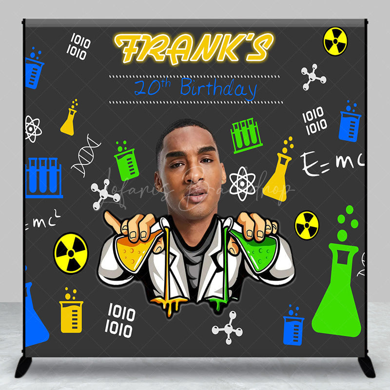 Lofaris Custom Photo Mad Scientist 20th Birthday Backdrop Personalized Chemistry Lab Theme Add Your Face Party Banner
