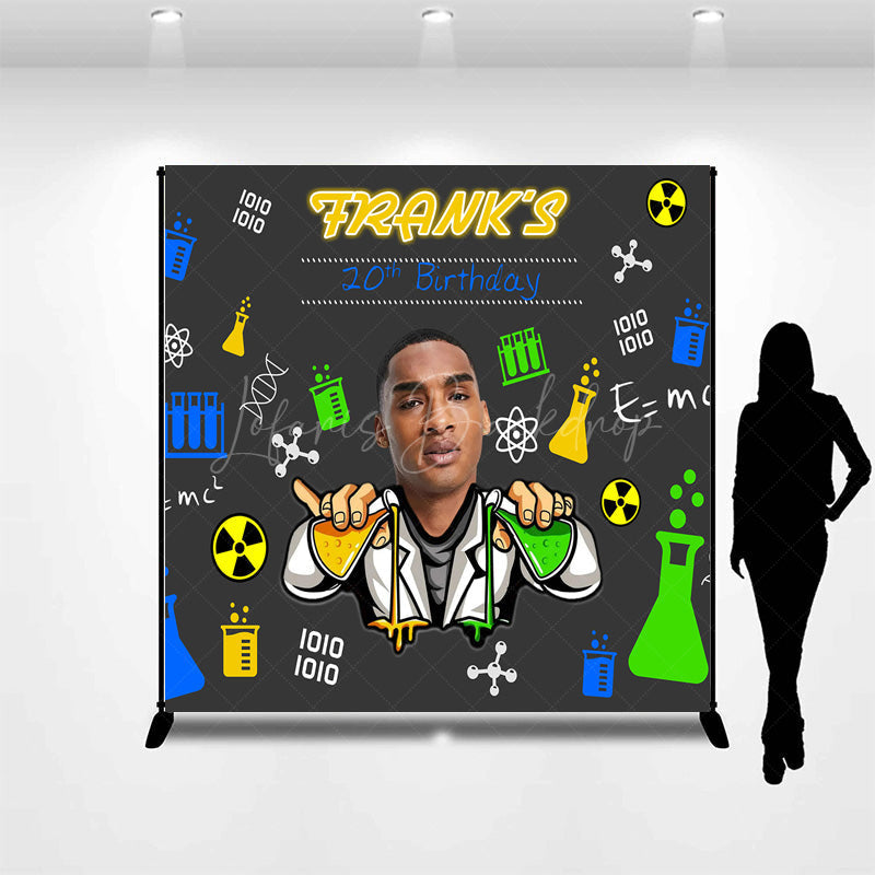 Lofaris Custom Photo Mad Scientist 20th Birthday Backdrop Personalized Chemistry Lab Theme Add Your Face Party Banner
