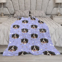 Lofaris Custom Photo Pet Blanket with Your Dog’s Face Personalized Bernese Mountain Dog Pattern Funny Gift for Lovers