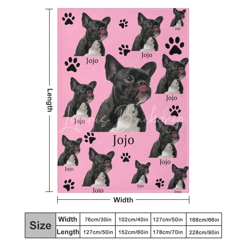 Lofaris Custom Photo Pet Blanket with Your Dog’s Face Personalized French Bulldog on Pink Funny Gift for Dog Mom