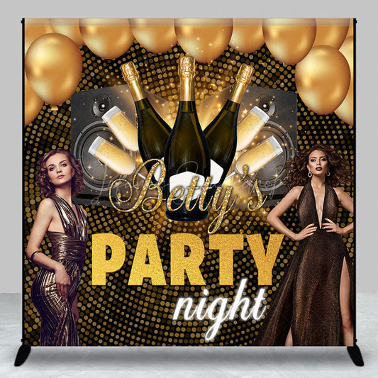 Lofaris Custom Photos Name Gold Balloons Party Night Backdrop