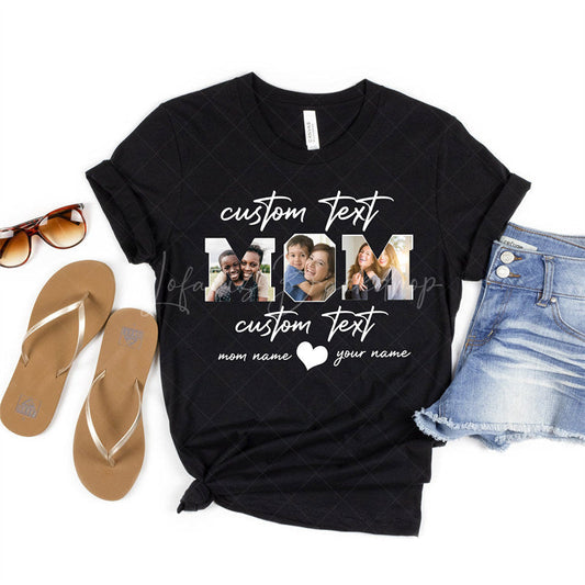 Lofaris Custom Photos Name Mom T-Shirt as Gifts