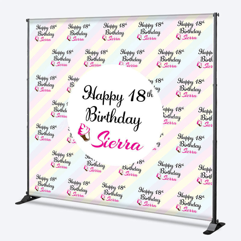 Lofaris Custom Pink 18th Girl Birthday Step And Repeat Banner