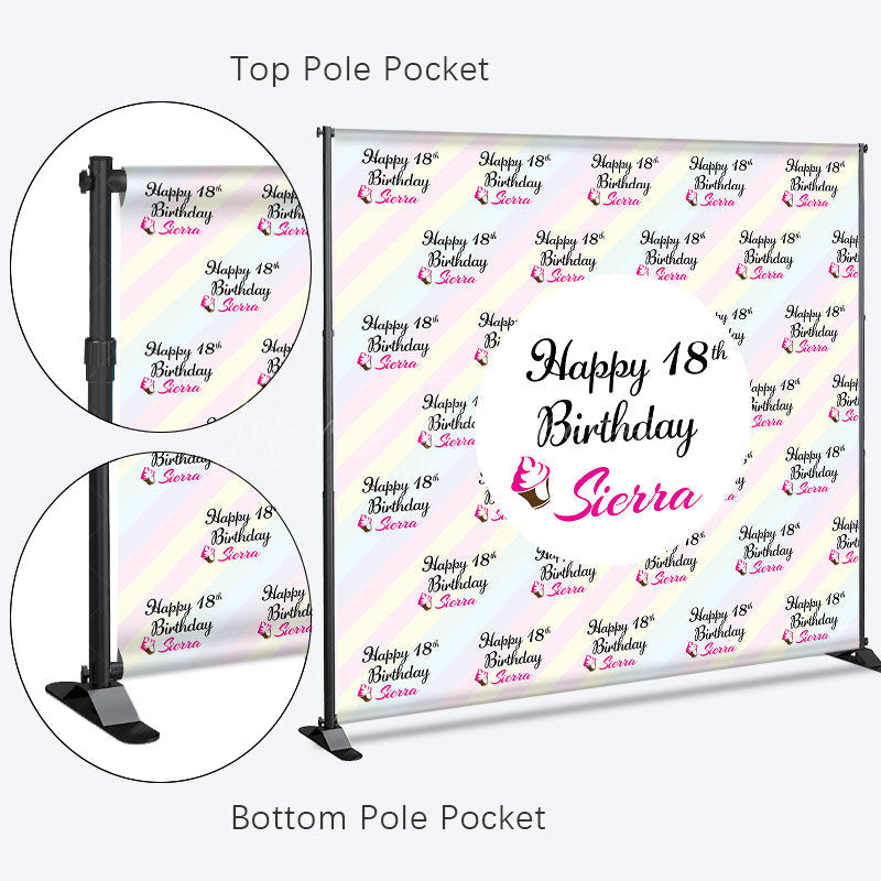 Lofaris Custom Pink 18th Girl Birthday Step And Repeat Banner