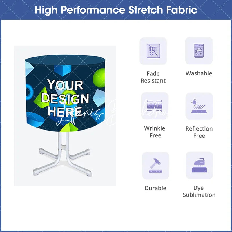Lofaris Custom Printing Logo Text Round Fitted Tablecloth