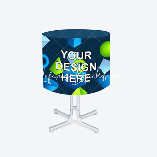 Lofaris Custom Printing Logo Text Round Fitted Tablecloth