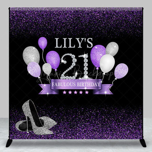 Lofaris Custom Purple Balloon High Heels Birthday Backdrop