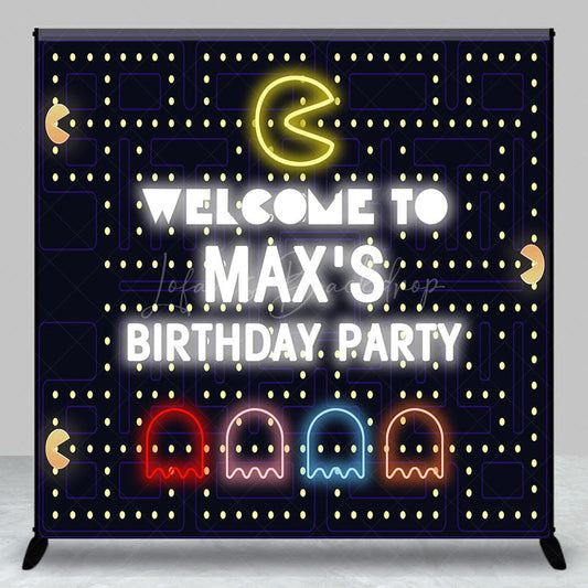 Lofaris Custom Retro Arcade Game Birthday Backdrop Pac Man Inspired 80s Video Personalized Neon Welcome Sign
