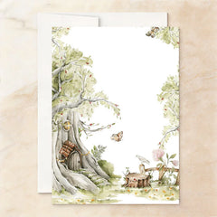 Lofaris Custom Set of 20 Woodland Baby Shower Invitation featuring Watercolor Forest Animals and Enchanted Fairy Tree Houses