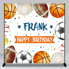 Lofaris Custom Sports Ball Happy Birthday Backdrop with Basketball Football and Soccer Designs Personalized for Kids Party