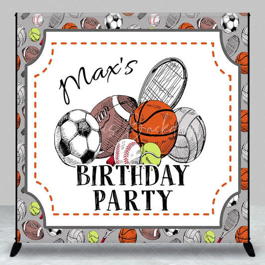 Lofaris Custom Sports Theme Birthday Party Backdrop Hand-Drawn Athletic Ball Design Personalized Event Decor