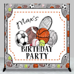 Lofaris Custom Sports Theme Birthday Party Backdrop Hand-Drawn Athletic Ball Design Personalized Event Decor