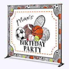 Lofaris Custom Sports Theme Birthday Party Backdrop Hand-Drawn Athletic Ball Design Personalized Event Decor