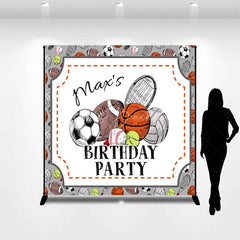 Lofaris Custom Sports Theme Birthday Party Backdrop Hand-Drawn Athletic Ball Design Personalized Event Decor