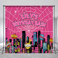 Lofaris Custom Superhero City Backdrop Personalized Girl Power Birthday Bash Party Supplies