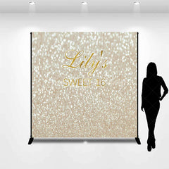 Lofaris Custom Sweet 16 Backdrop Gold Glittery Bokeh Spots Background Personalized Name Sixteenth Birthday Party Decoration
