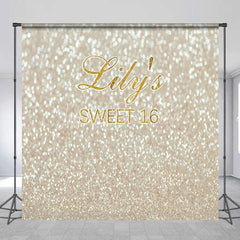 Lofaris Custom Sweet 16 Backdrop Gold Glittery Bokeh Spots Background Personalized Name Sixteenth Birthday Party Decoration