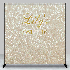 Lofaris Custom Sweet 16 Backdrop Gold Glittery Bokeh Spots Background Personalized Name Sixteenth Birthday Party Decoration