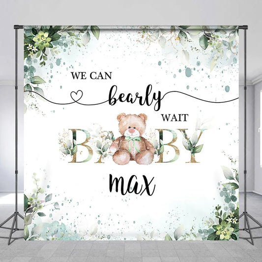 Lofaris Custom Teddy Bear Backdrop Personalized Eucalyptus Greenery Baby Shower Party Supplies