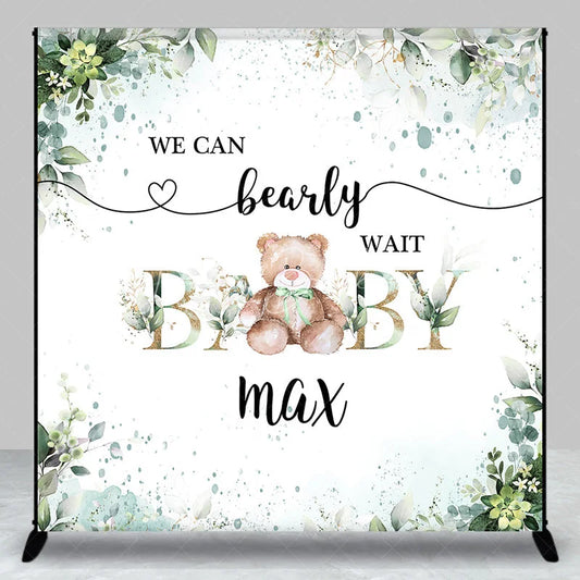 Lofaris Custom Teddy Bear Backdrop Personalized Eucalyptus Greenery Baby Shower Party Supplies