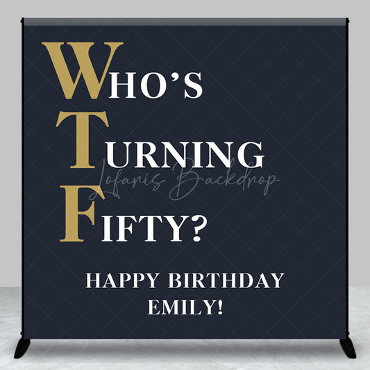 Lofaris Custom Text Name Navy Blue Happy Birthday Backdrop