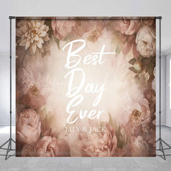 Lofaris Custom Vintage Muted Pink Floral Backdrop Best Day Ever Wedding Photo Booth Personalized Name