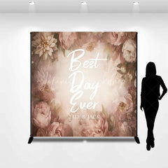 Lofaris Custom Vintage Muted Pink Floral Backdrop Best Day Ever Wedding Photo Booth Personalized Name