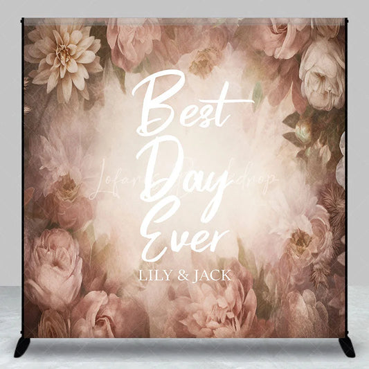Lofaris Custom Vintage Muted Pink Floral Backdrop Best Day Ever Wedding Photo Booth Personalized Name