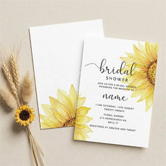 Lofaris Custom Watercolor Set of 20 Sunflower Bridal Shower Invitation Elegant Rustic Floral Design for Bride-to-Be