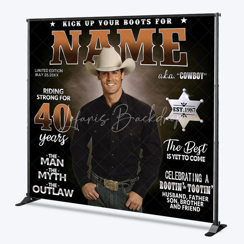Lofaris Custom Western Cowboy 40th Birthday Backdrop The Man Myth Outlaw Rootin Tootin Party Decor