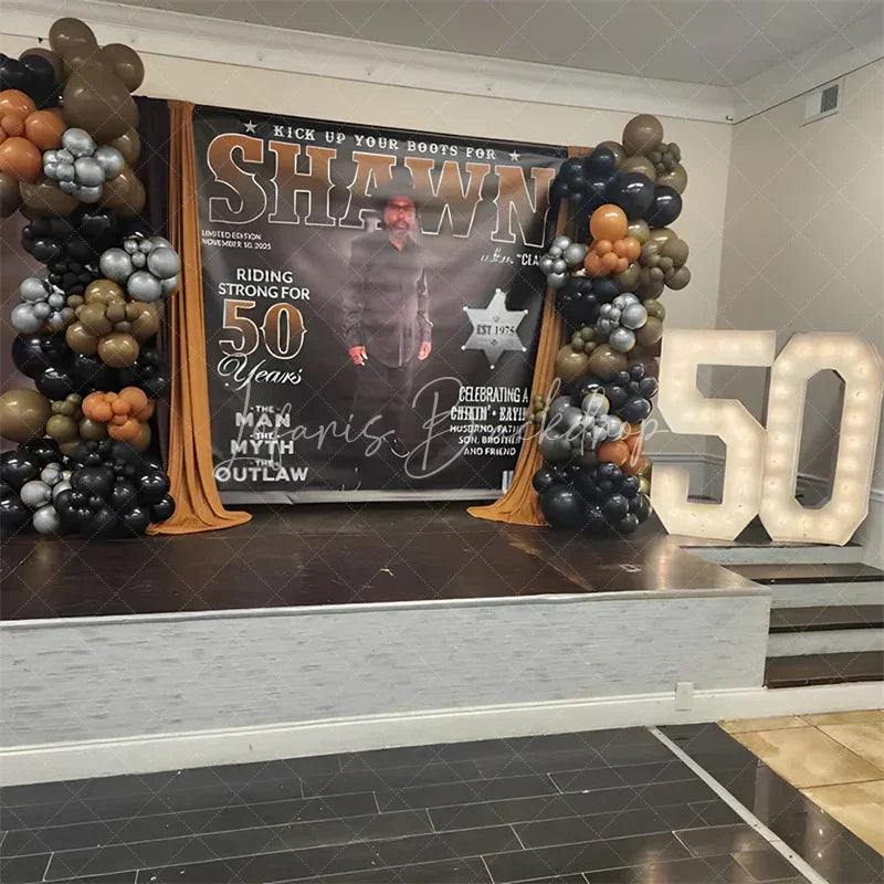 Lofaris Custom Western Cowboy 40th Birthday Backdrop The Man Myth Outlaw Rootin Tootin Party Decor