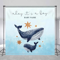 Lofaris Custom Whale Baby Shower Backdrop Personalized Ahoy Its a Boy Nautical Theme Party