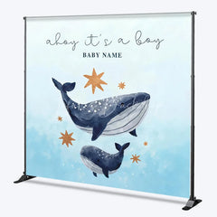 Lofaris Custom Whale Baby Shower Backdrop Personalized Ahoy Its a Boy Nautical Theme Party