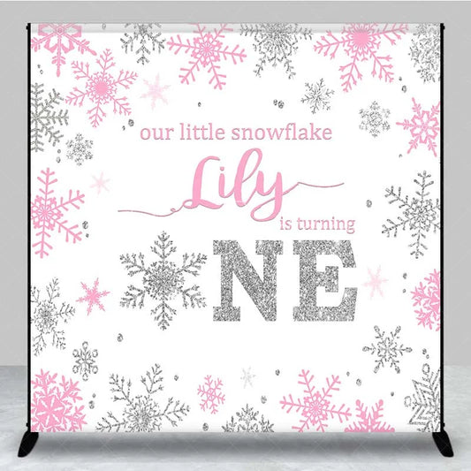 Lofaris Custom Winter Onederland Backdrop First Birthday Pink Snowflake Photography Background
