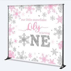 Lofaris Custom Winter Onederland Backdrop First Birthday Pink Snowflake Photography Background
