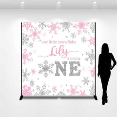 Lofaris Custom Winter Onederland Backdrop First Birthday Pink Snowflake Photography Background