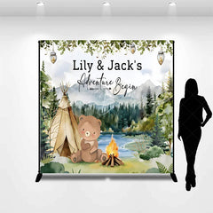Lofaris Custom Woodland Adventure Bear Camping Backdrop Personalized Baby Shower Birthday Party Decor