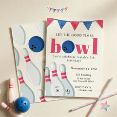 Lofaris Customizable Set of 20 Bowling Party Invitation with Pins and Ball Design Fun Birthday Celebration Invite for Kids