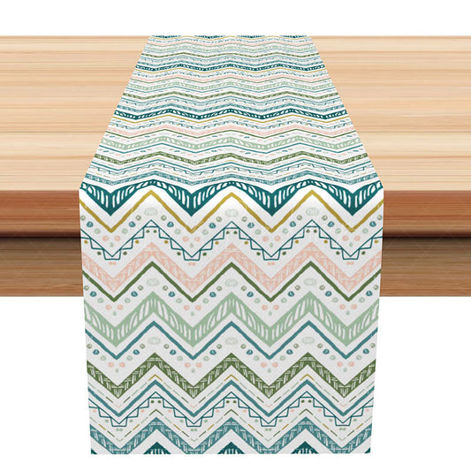 Lofaris Cute and Fresh Geometric Pattern Table Runner Regular Abstract Shapes in Pastel Colors Modern Kitchen Decor